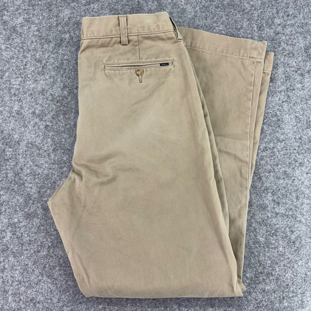 Polo Ralph Lauren Mens 34x32 Classic Fit Chino Pants Tan Khaki Cotton Trousers